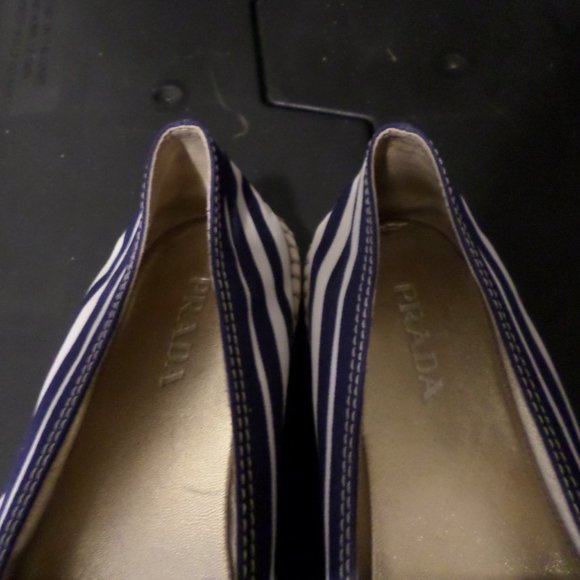 Prada Women's Calzature Donna Blue Stripe Espadrille Flats Size 40/US 9-9.5 - Picture 5 of 8